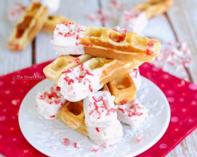 Peppermint and Eggnog Waffle Sticks